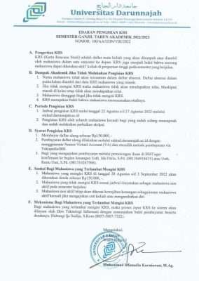 Informasi Pengisian KRS Universitas Darunnajah Informasi Pengisian KRS Universitas Darunnajah