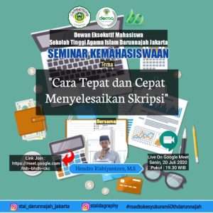 DEMA STAI Darunnajah Gelar Seminar Kemahasiswaan dengan Judul “Cara Tepat dan Cepat Menaklukkan Skripsi”