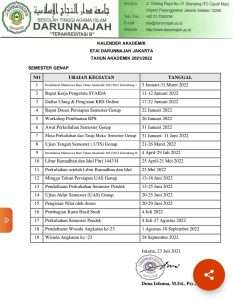 Informasi Jadwal Akademik 2021/2022 Genap