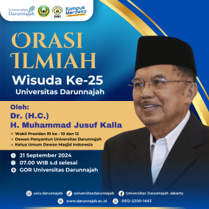 Orasi Ilmiah Jusuf Kalla Akan Warnai Wisuda ke-25 Universitas Darunnajah